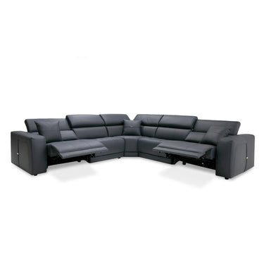 Lamod Italia Dalton Italian Grey Leather Sectional 2 Recliners