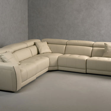 Lamod Italia Dalton Italian Cream Leather Sectional Recliners