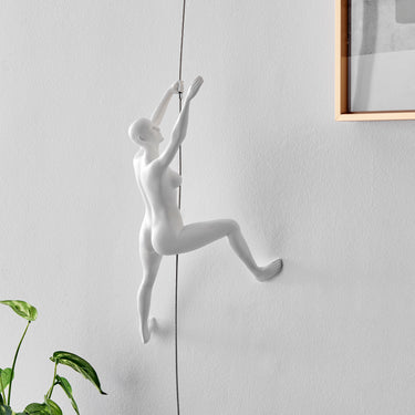 Finesse Decor Climbing Couple Set of Two Wall Sculptures Matte White and Chrome