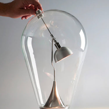 Luxury blown glass bedside lamp with energy-efficient LED light by Lodes