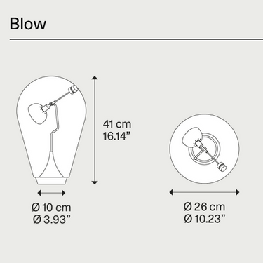 Blow table lamp by Lodes featuring integrated 4.5W LED and 500 lumens
