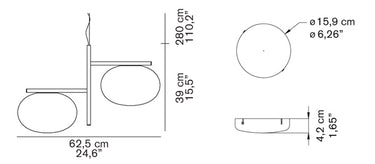 Technical drawing of the Oluce Alba 468 pendant light with dimensions