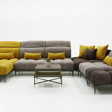 David Ferrari Display Italian Grey Yellow Fabric Modular Sectional Sofa