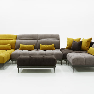 David Ferrari Display Italian Grey Yellow Fabric Modular Sectional Sofa