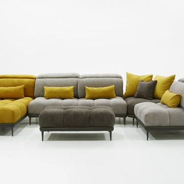 David Ferrari Display Italian Grey Yellow Fabric Modular Sectional Sofa