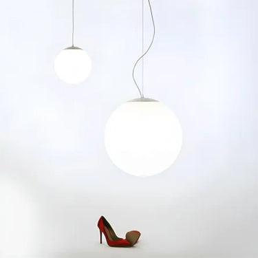 Pristine pearl-like spherical lighting fixture, adds a sophisticated touch to any interior design.