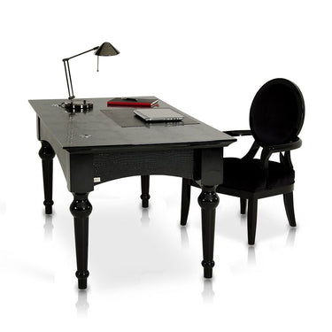 AX Ambassador Black Crocodile Lacquer Office Desk