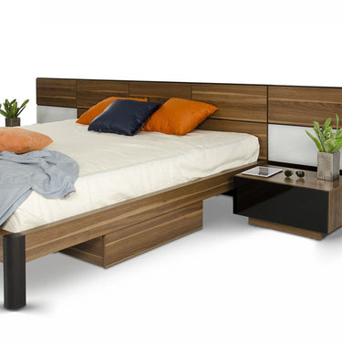 California King Rondo Platform Bed with Nightstands Storage with Light