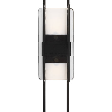 Visual Comfort Modern Duelle 18in black wall sconce, ADA compliant, integrated LED dimmable.