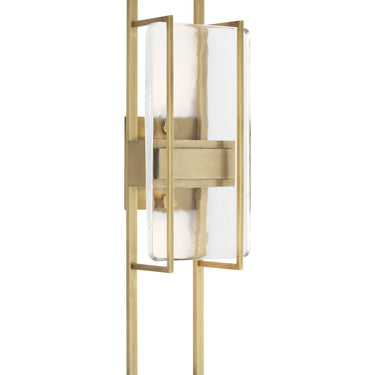 Mick De Giulio Duelle 18 inch wall light, dual direction lighting, modern glass shade. - Natural Brass