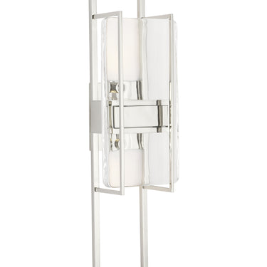 Duelle up down LED wall light, 18 inch height, energy efficient 15 watt, 90 CRI warm illumination, Polished Nickel finish.