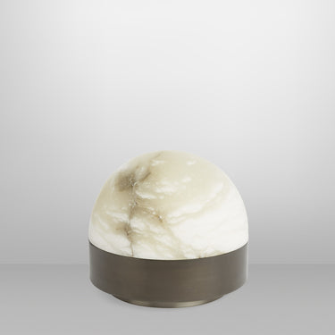 Lucid 200 table lamp with bronze base and honed alabaster dome