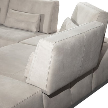 Lamod Italia Hollywood Italian Light Grey Leather RAF Chaise Sectional Sofa