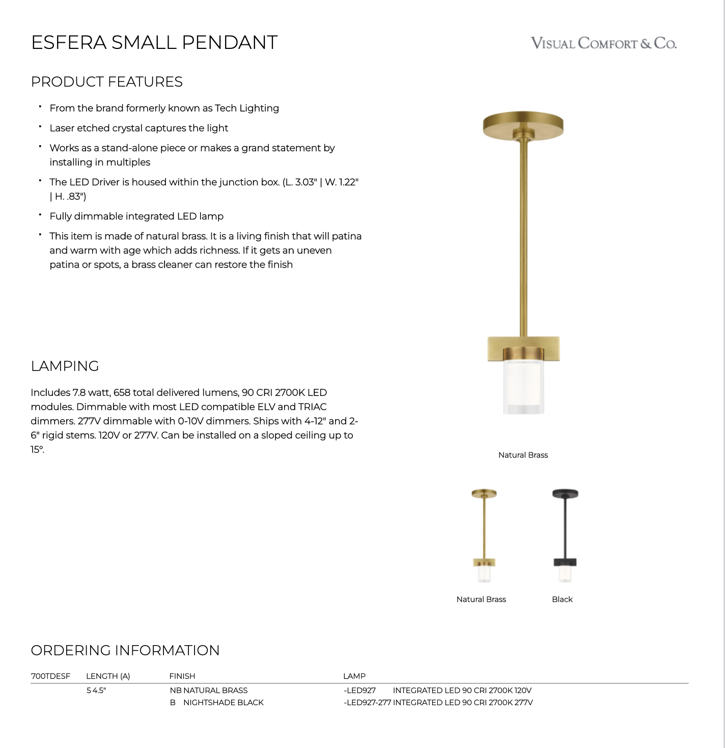 Esfera Small Pendant Light | Visual Comfort Modern