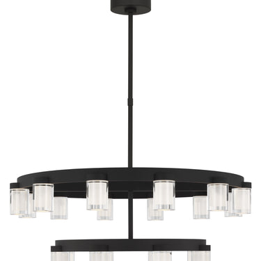Nightshade black two-tier chandelier for commercial spaces by Visual Comfort KWCH19827