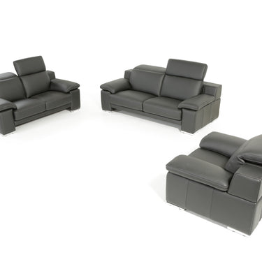 Lamod Italia Evergreen Black Italian Leather Sofa Set