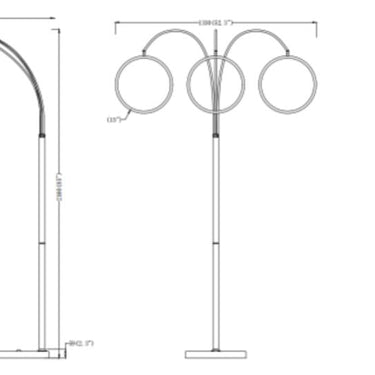 Finesse Decor LED Three Ring Hong Kong Arc Floor lamp Chrome, Not Dimmable