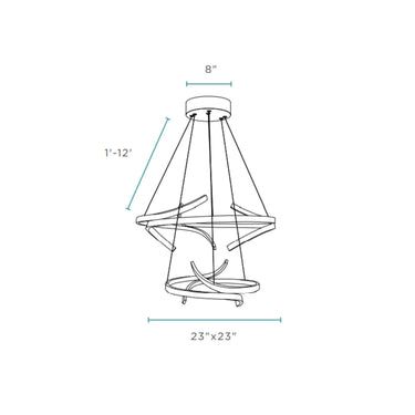 Finesse Decor Beijing LED adjustable Round Chandelier Chrome