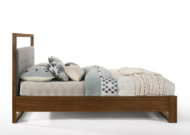Eastern King Nova Domus Falcor Grey Fabric & Walnut Veneer Bed