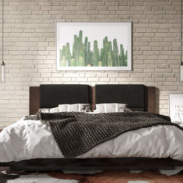 Nova Domus Fantasia Dark Walnut/Dark Grey Bed & Two Nightstands