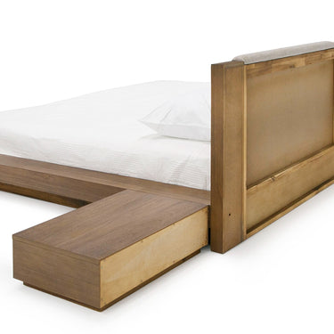 Nova Domus Fantasia Walnut & Grey Bed with Two Nightstands