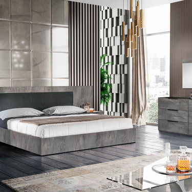 California King Nova Domus Ferrara Volcano Oxide Grey Bed