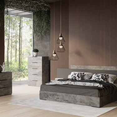 Nova Domus Ferrara Volcano Oxide Grey Bed with Nightstands