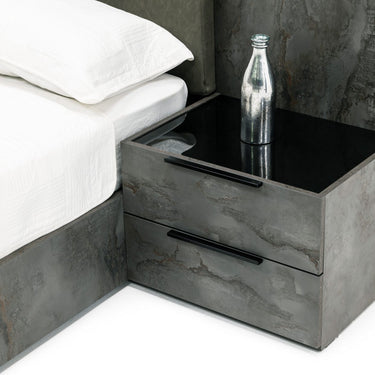 Nova Domus Ferrara Queen Volcano Oxide Grey Bed with Nightstands