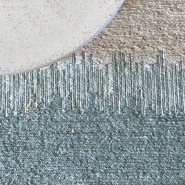 Figueras jute rug in Aqua, close-up detail