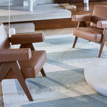 Figueras jute rug in Aqua, full view