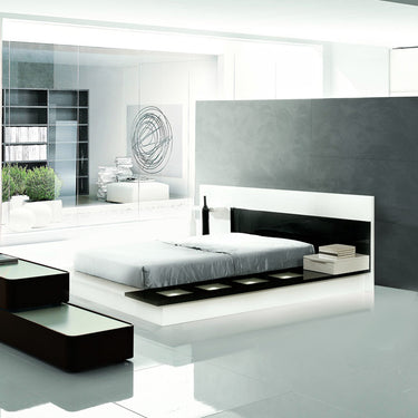 Impera Black & White Lacquer Walk-on Platform Bed 
