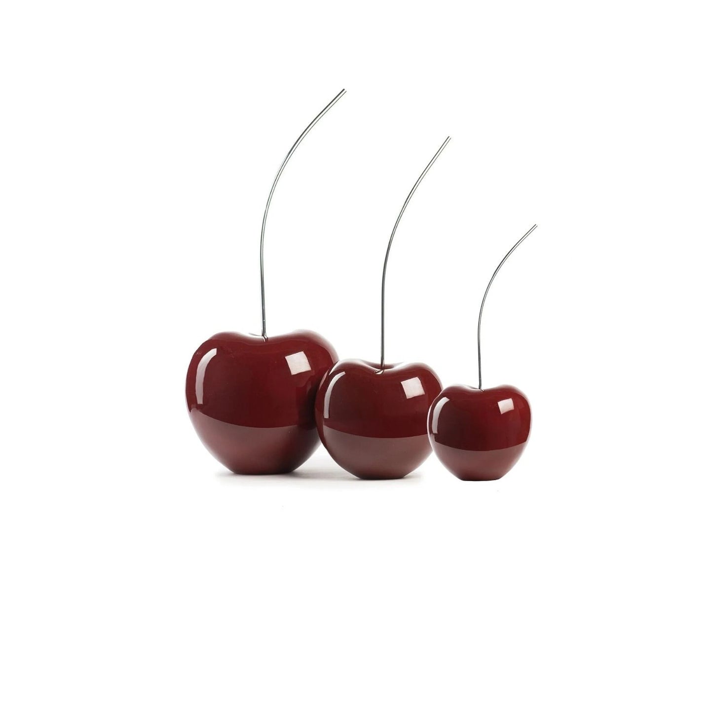 Finesse Decor Three Cherries Sculpture in Red Winde