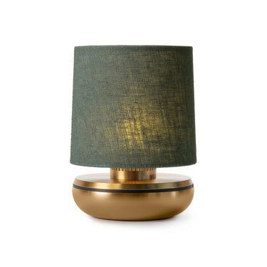 Humble Firefly Rechargeable Lamp – Gold with Emerald Linen Shade