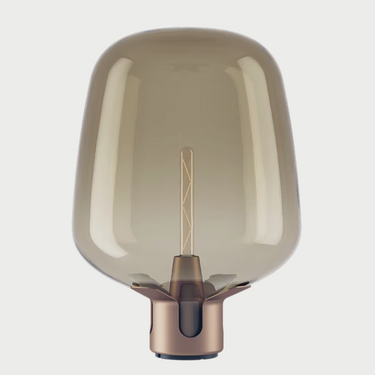 Italian Lodes Flar designer lamp featuring a Terra metal base and Honey blown glass shade