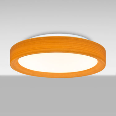 Pella 16 in Oak, glowing from below | Besa Lighting