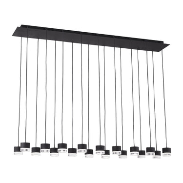 Elegant rectangular LED chandelier in nightshade black for upscale kitchens, dining areas, or hotel lobbies