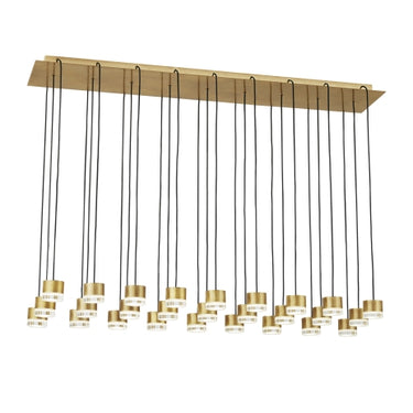 Visual Comfort Gable chandelier with crystal LED accents, ideal for high ceilings in homes or restaurants