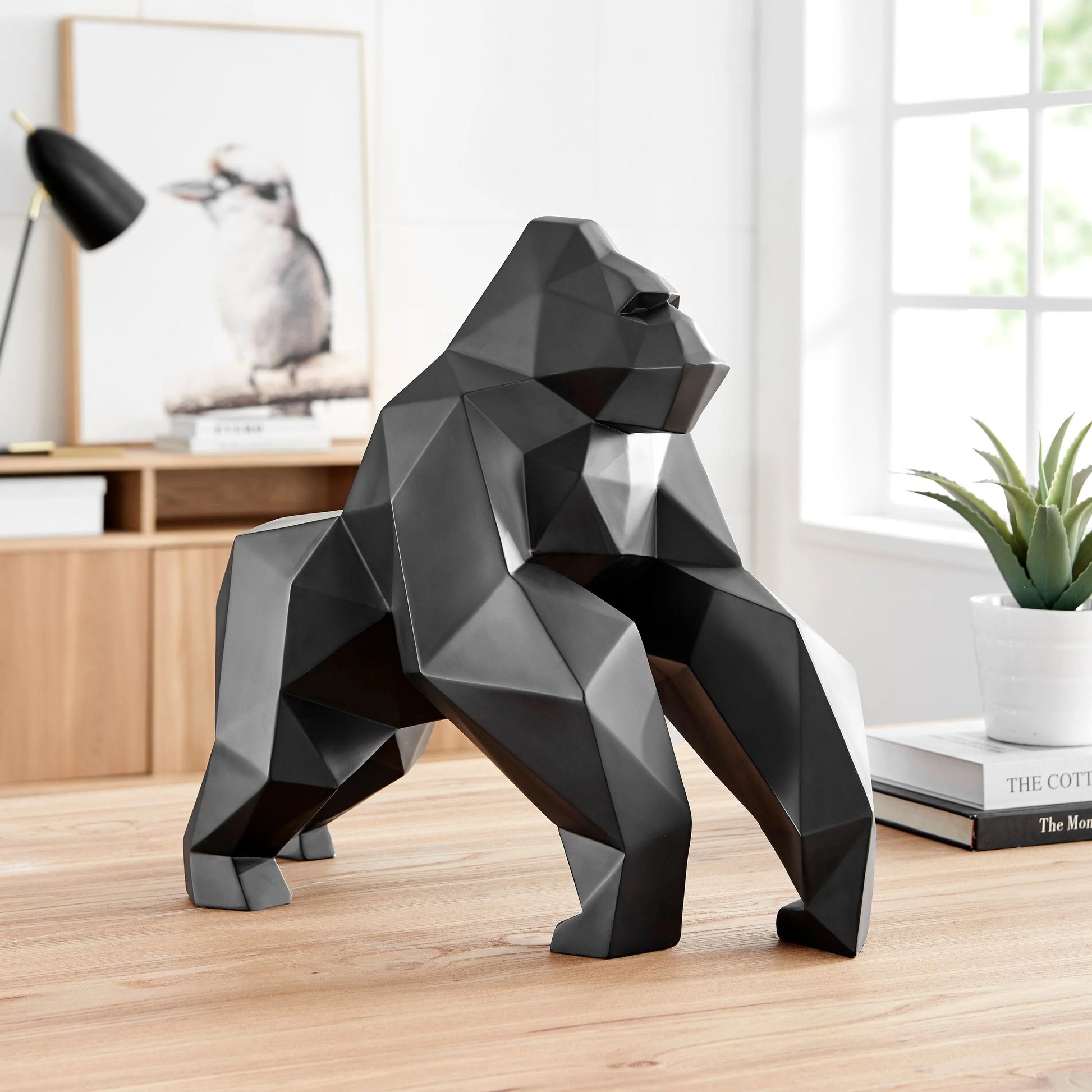 Finesse Decor Geometric Ape Sculpture Matte Black 2