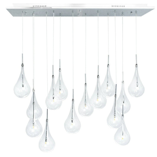 Finesse Decor Modern Glass Drops 14 Lights Rectangular Chandelier - Chrome 1
