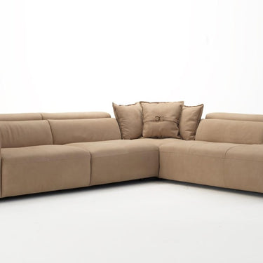 Lamod Italia Grande Italian Desert Leather Right Facing Chaise Sectional Sofa