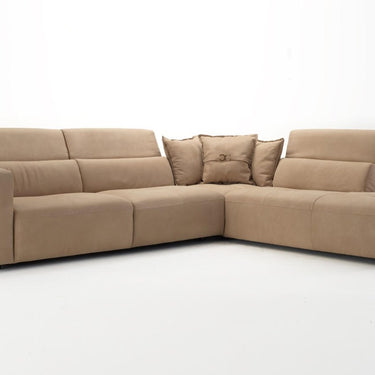 Lamod Italia Grande Italian Desert Leather Right Facing Chaise Sectional Sofa