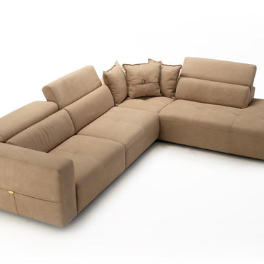 Lamod Italia Grande Italian Desert Leather Right Facing Chaise Sectional Sofa