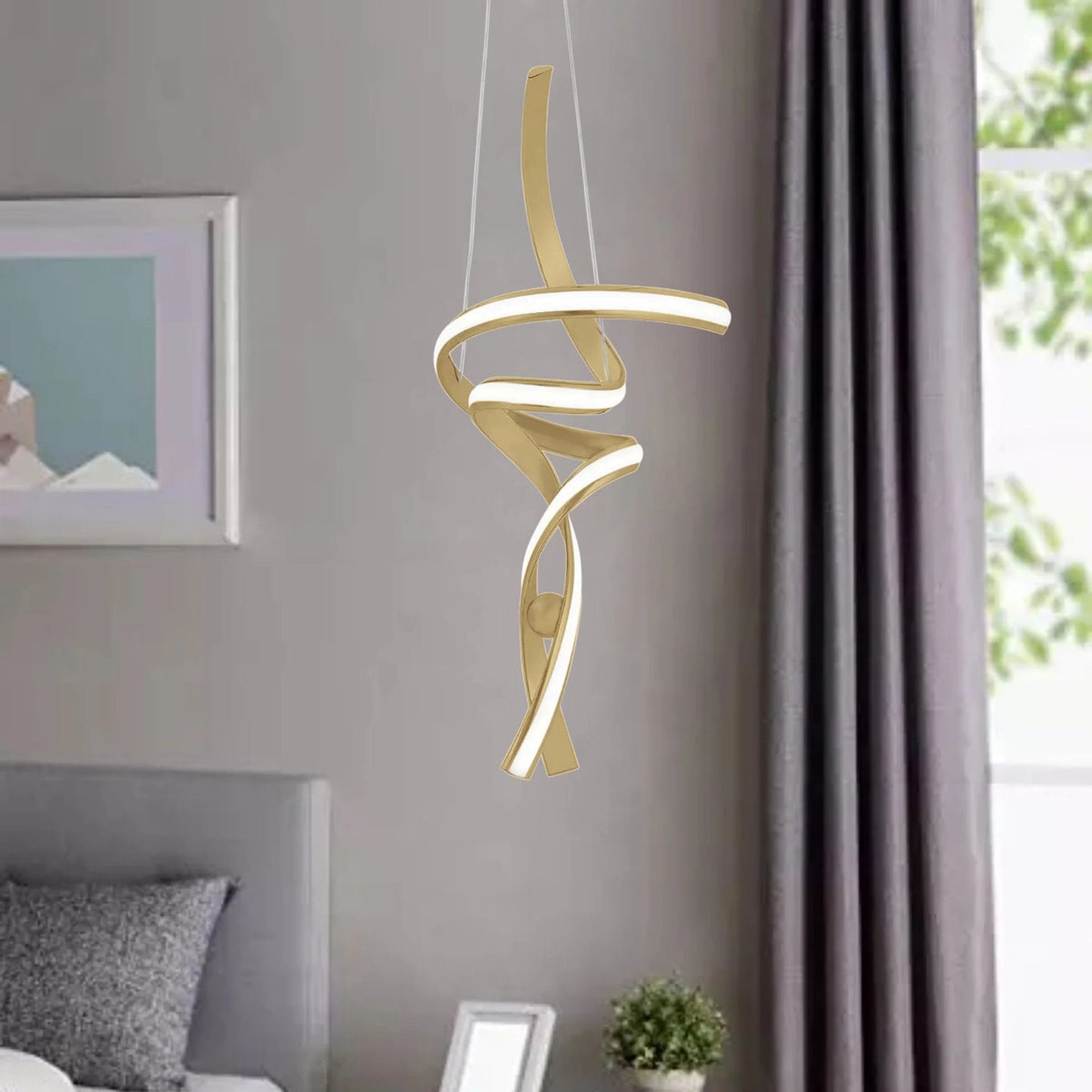 Finesse Decor Hamburg Integrated LED Dimmable Pendant - Gold 2