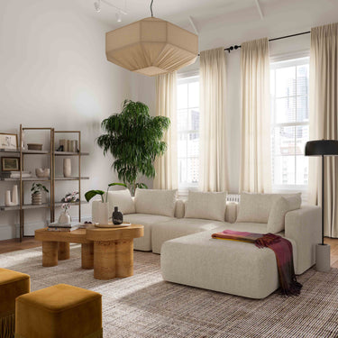 TOV Hangover 4-Piece Contract-Grade Textured Fabric Modular Sectional Cream