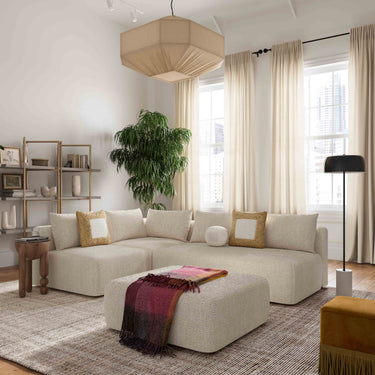 TOV Hangover 4-Piece Contract-Grade Textured Fabric Modular Chaise Sectional Cream