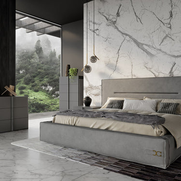 Lamod Italia Hollywood Italian Grey Leather Bed