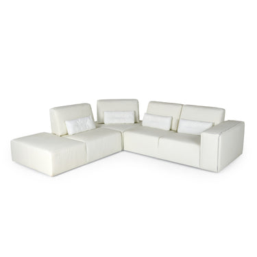 Lamod Italia Hollywood Italian White Leather LAF Chaise Sectional Sofa