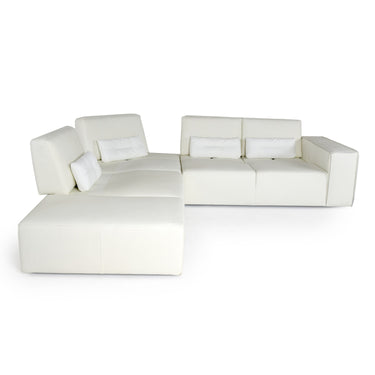 Lamod Italia Hollywood Italian White Leather LAF Chaise Sectional Sofa