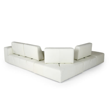 Lamod Italia Hollywood Italian White Leather LAF Chaise Sectional Sofa