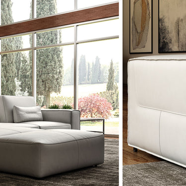 Lamod Italia Hollywood Italian Leather White Sectional with Armless Seat with No Back